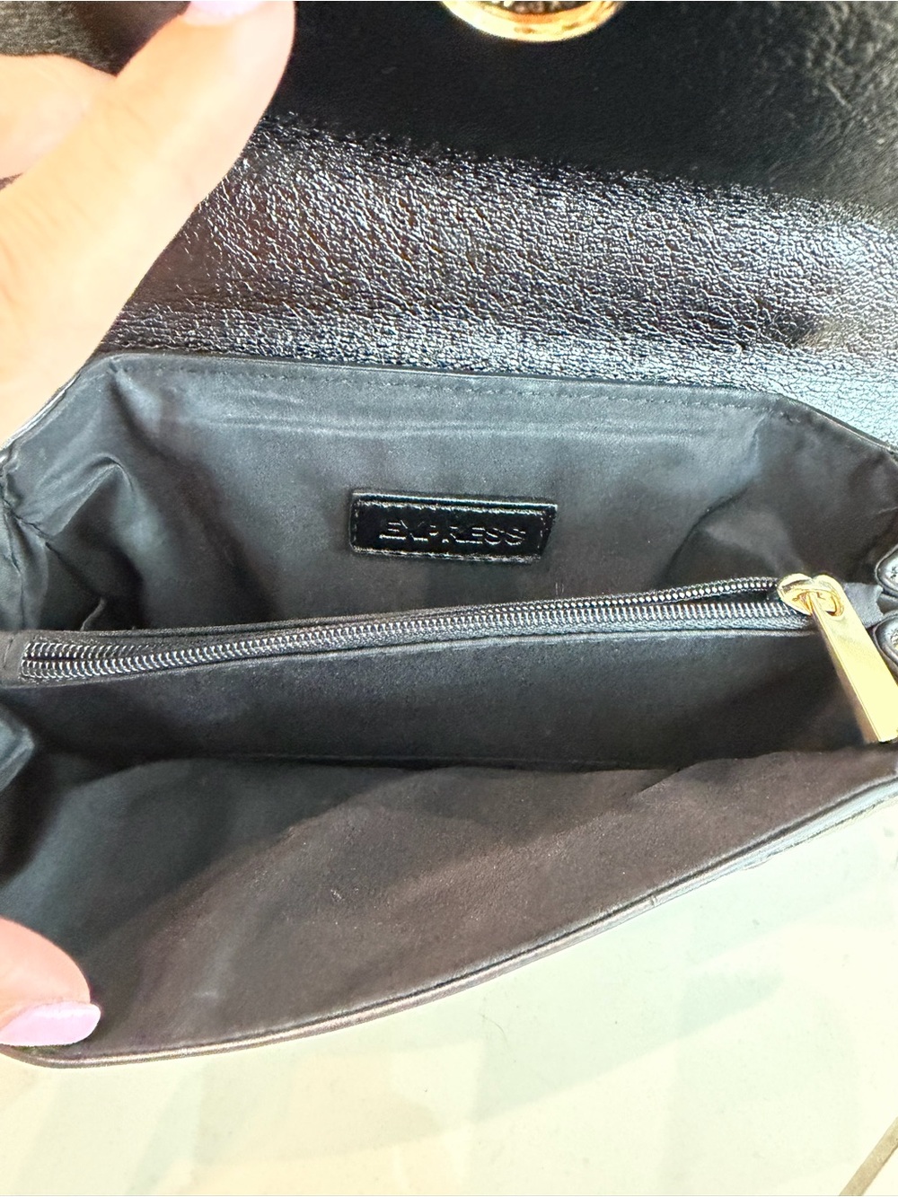 Express Black Shoulder Bag with Gold Hardware - Picture 6 of 6